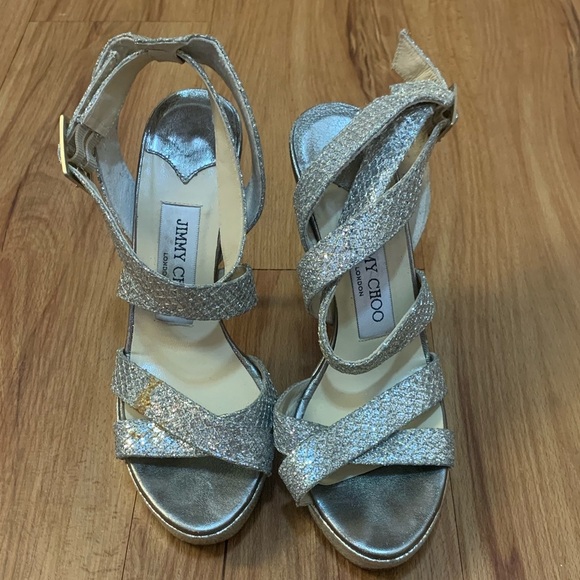 Jimmy Choo Vamp Glitter Crossing-straps Sandals - Picture 4 of 15
